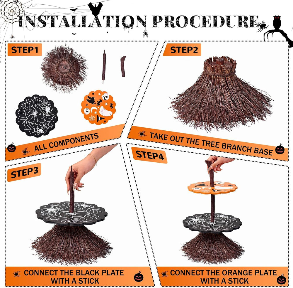 antiai 2 Tier Halloween Cupcake Stand Wooden Cake Desert Stand Party Supplies...