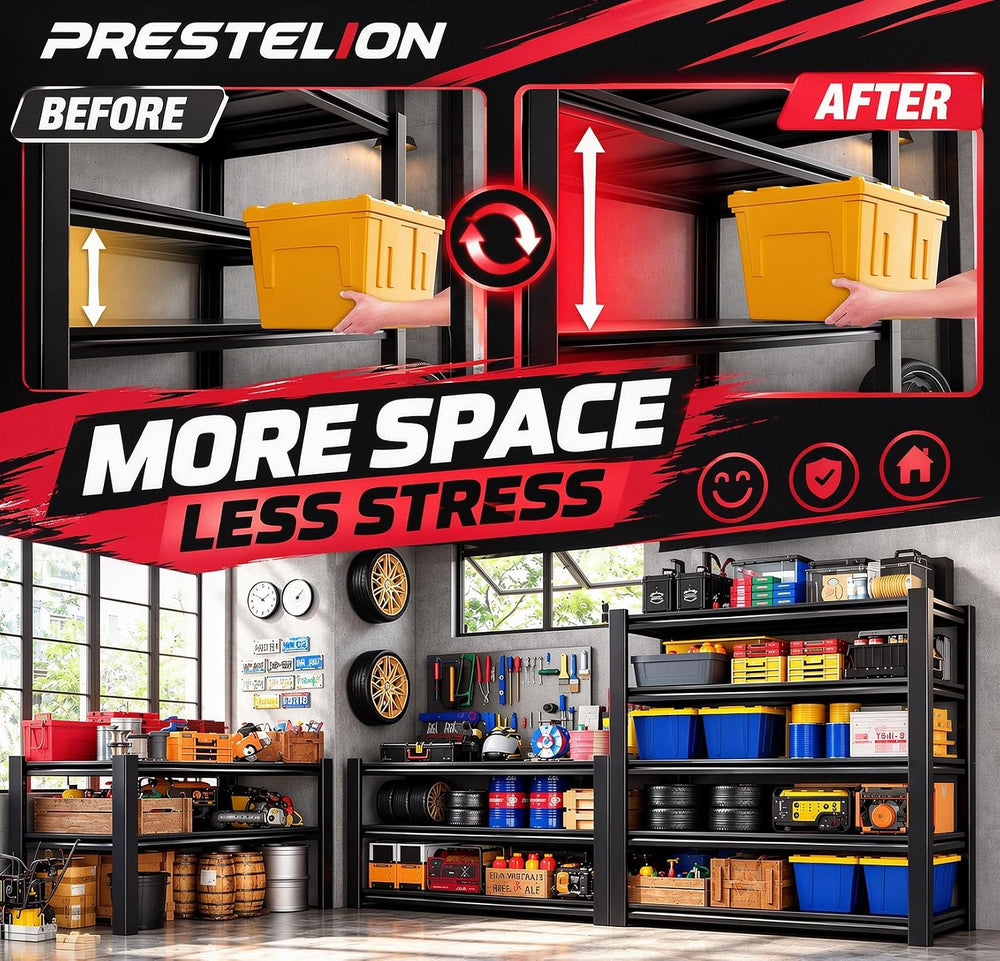 Garage Shelving 3000LBS Adjustable Storage Shelves with Anti‑tip Design