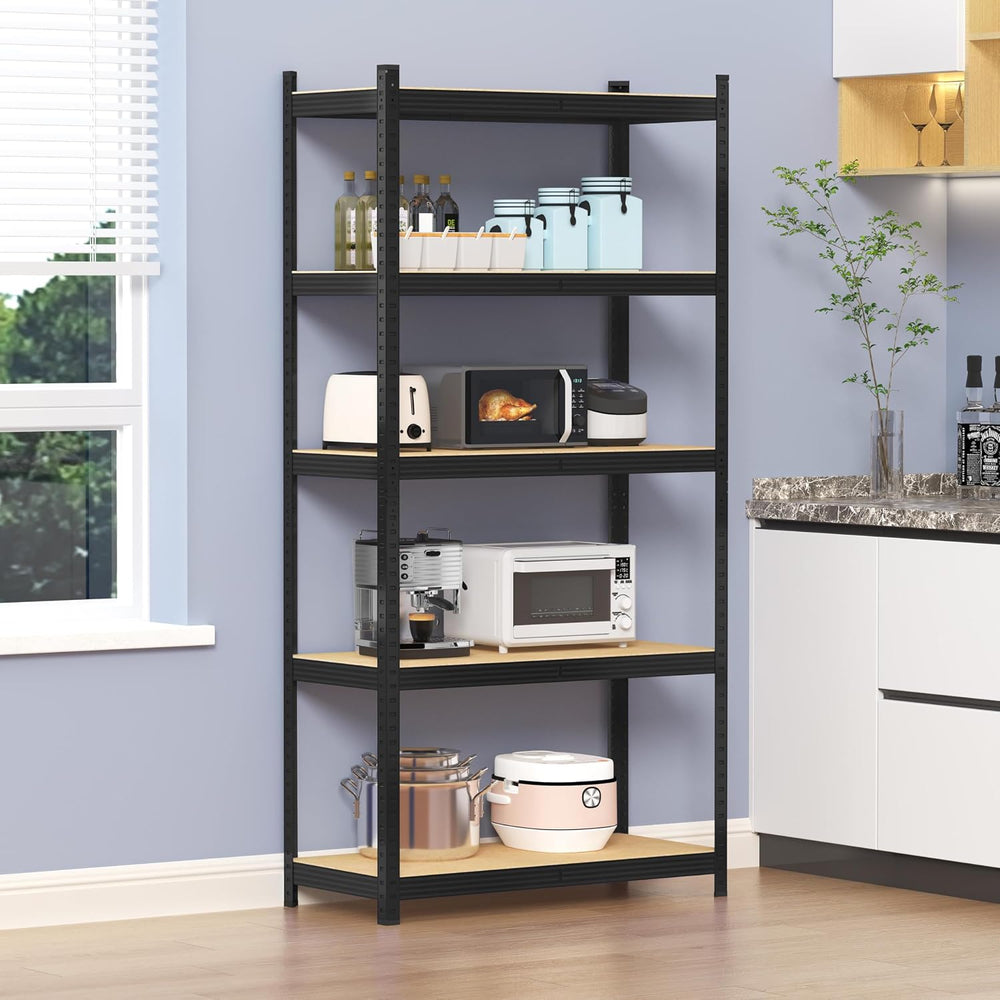 Topeakmart 5 Tier Metal Storage Shelving Unit, 35.5x16x71 Inch Black