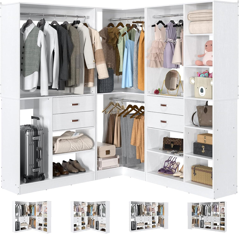 Armocity Freestanding Closet System with 3 Sets, 110'' Reversible Sta...
