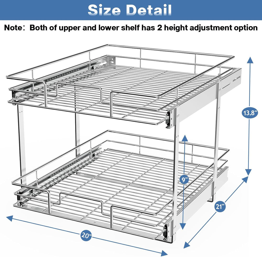 LOVMOR 2 Tier Individual Pull Out Cabinet Organizer 20" W x 21" D, ...