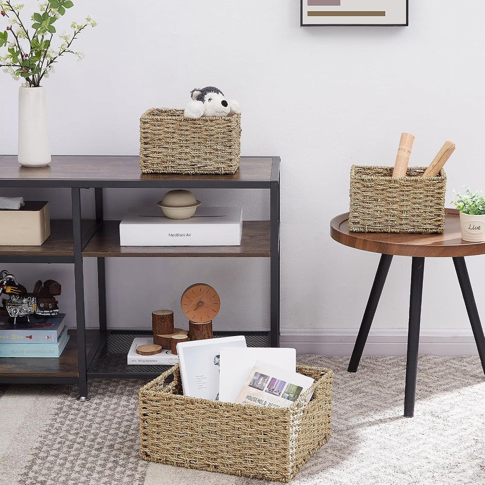 Vagusicc Wicker Basket, Seagrass Wicker Storage Basket with Built-in Handles,...