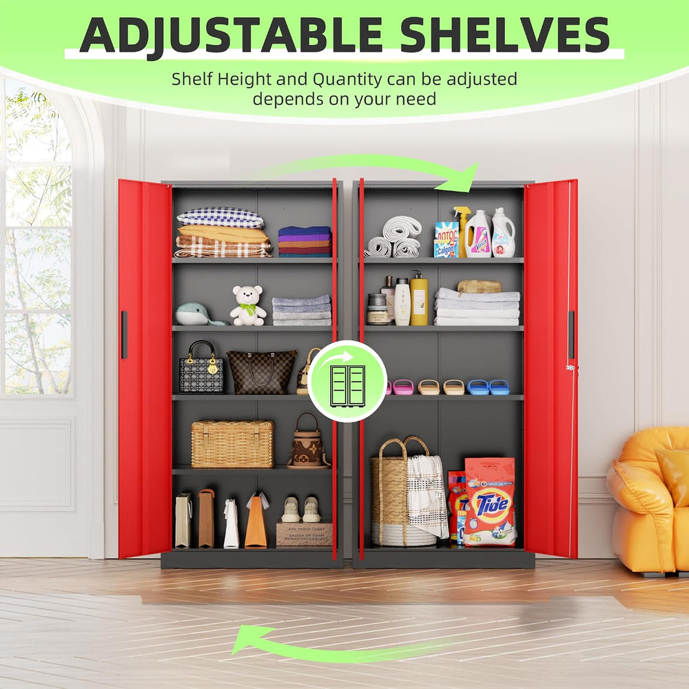 72" Metal Garage Storage Cabinet - 900lbs Heavy Duty Steel Cabinet with ...