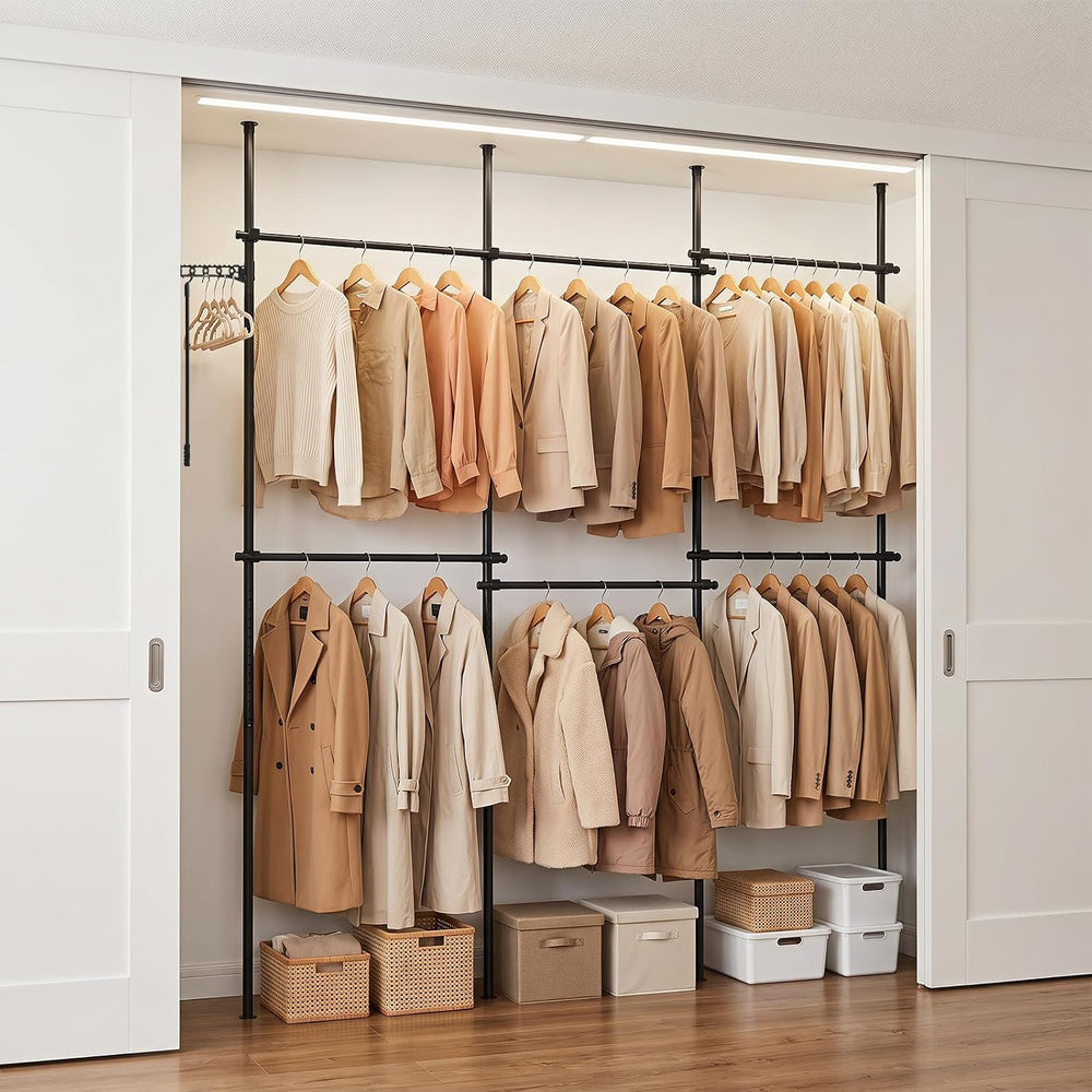 GIANTEX Floor to Ceiling Clothes Rack, Heavy Duty Garment Rack Adjustable