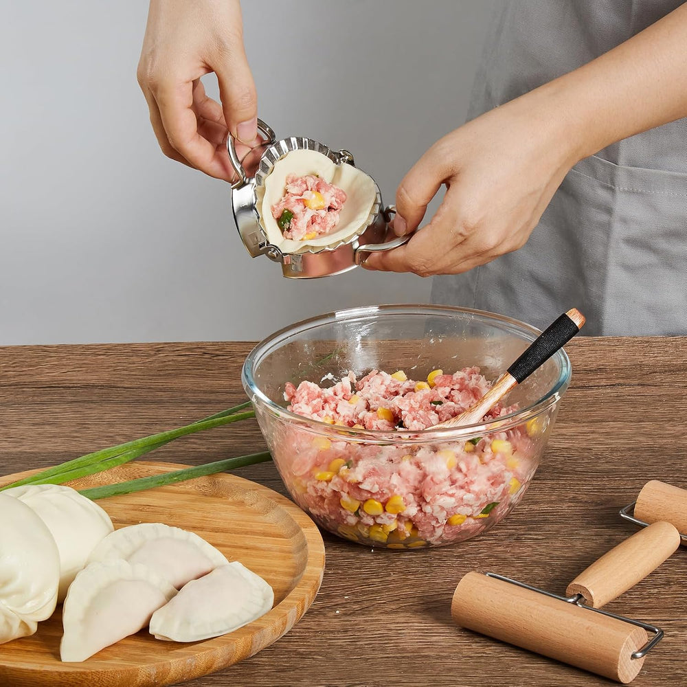 MacaRio 10 Inch Bamboo Steamer Basket Dumpling Make Set with Ring Adapter