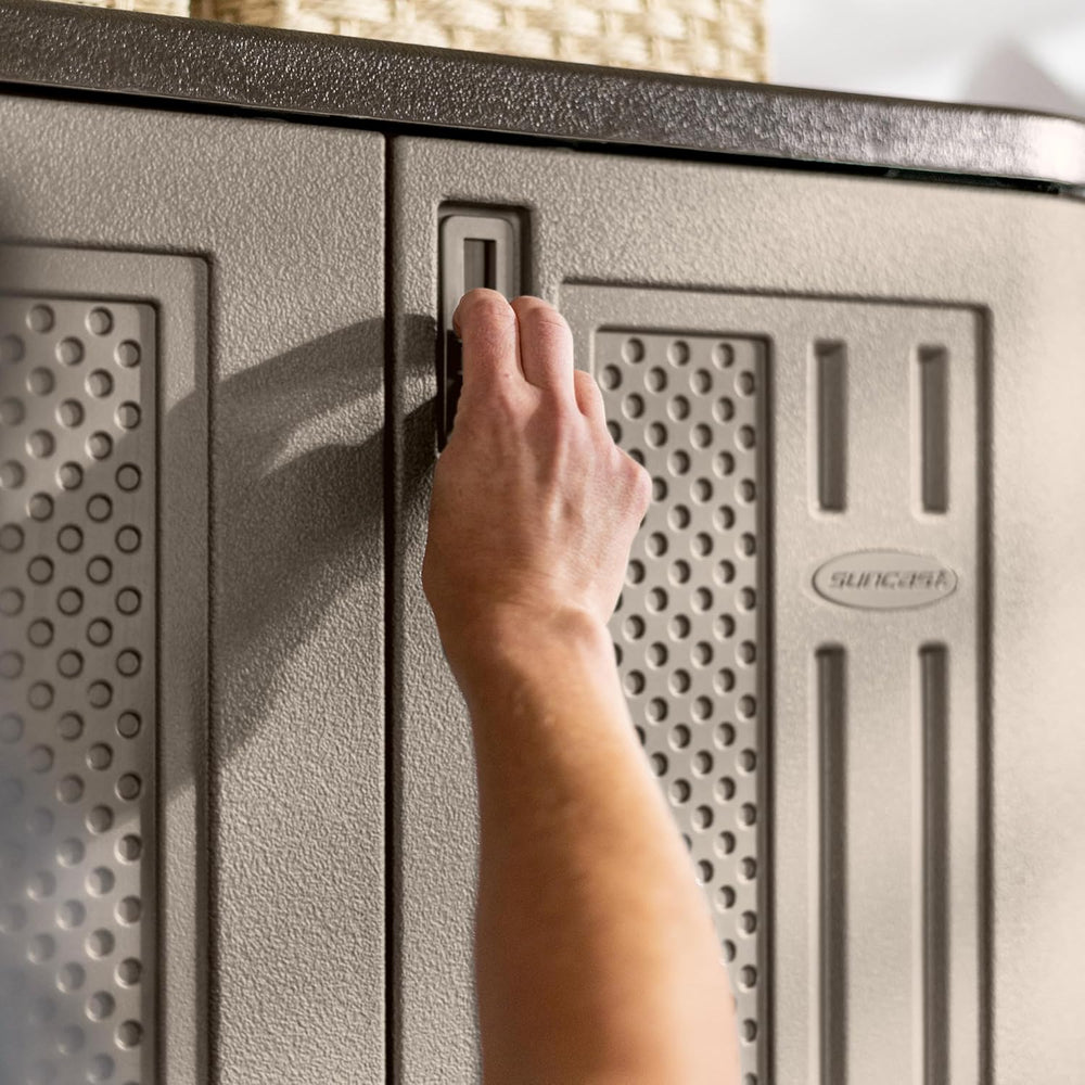 Suncast 72-Inch Tall Storage Cabinet, Platinum Resin Garage Storage Cabinet