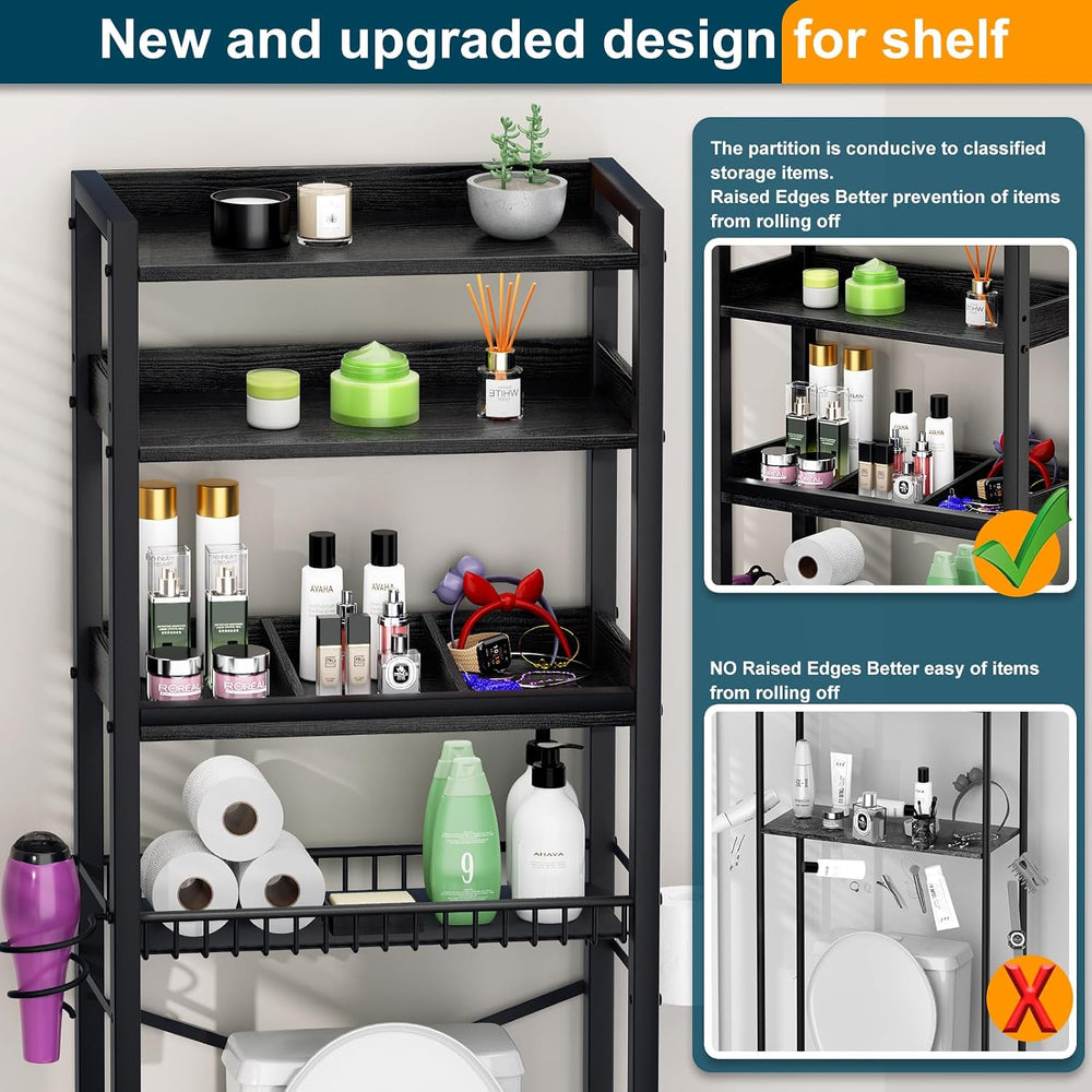 Over The Toilet Storage Cabinet,4 Tier Bathroom Organizer and Storage With Ad...
