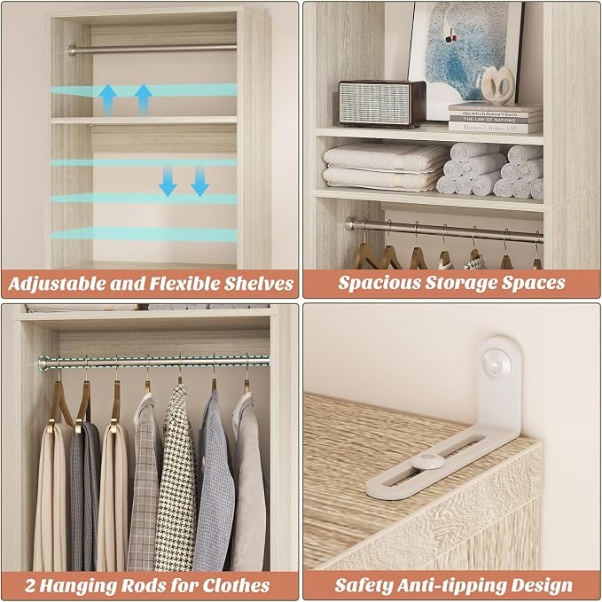 Unikito 25” Closet System, Freestanding Closets Organizer Wardrobe