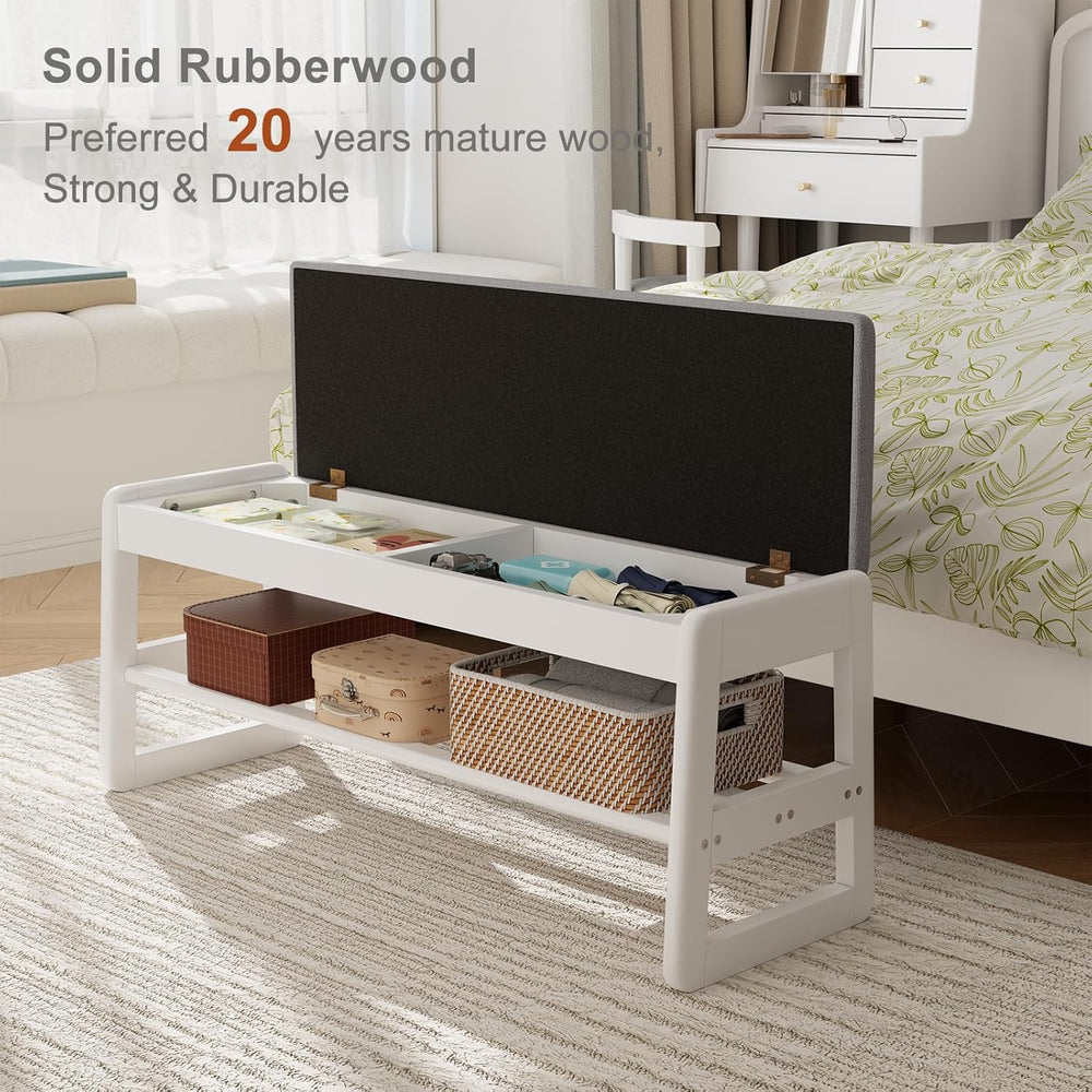 AQIMUELE Shoe Rack Bench, Wooden 2 Tiers with Flip-Top Storage