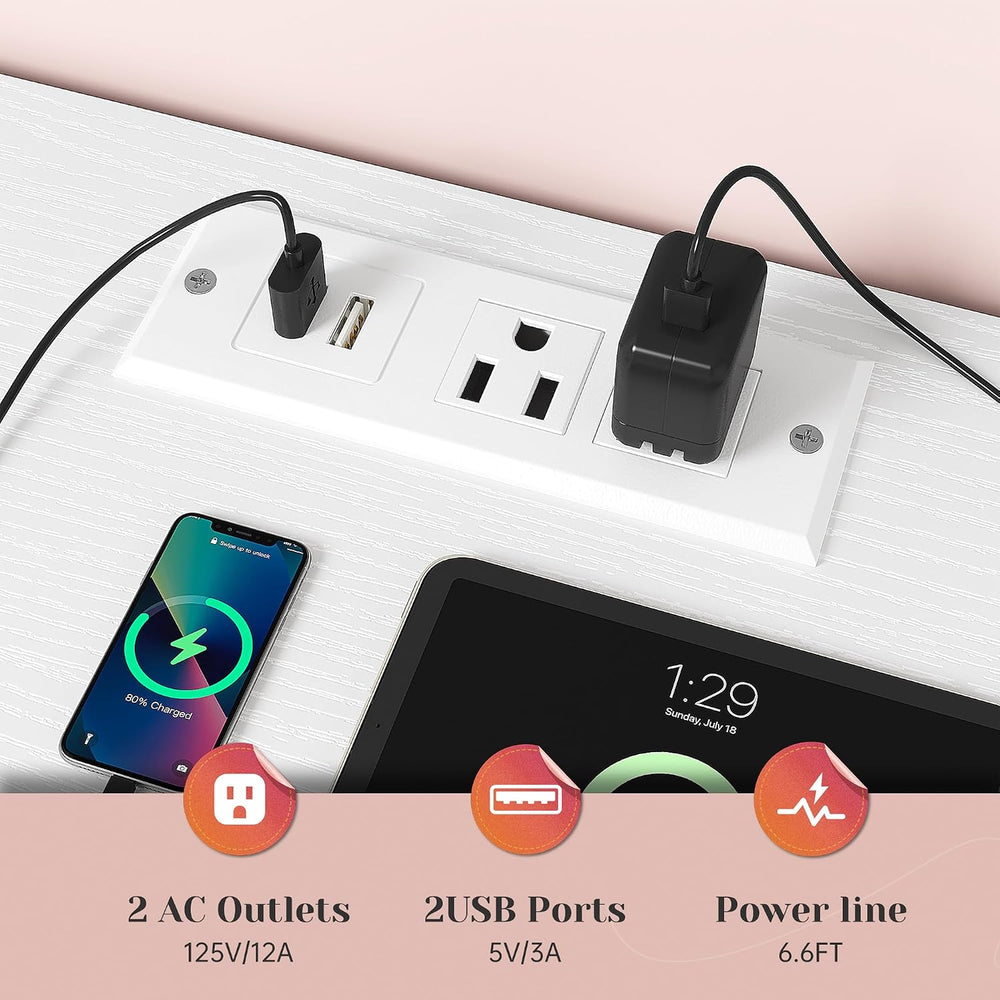 EnHomee Dresser for Bedroom with LED Lights & Charging Station