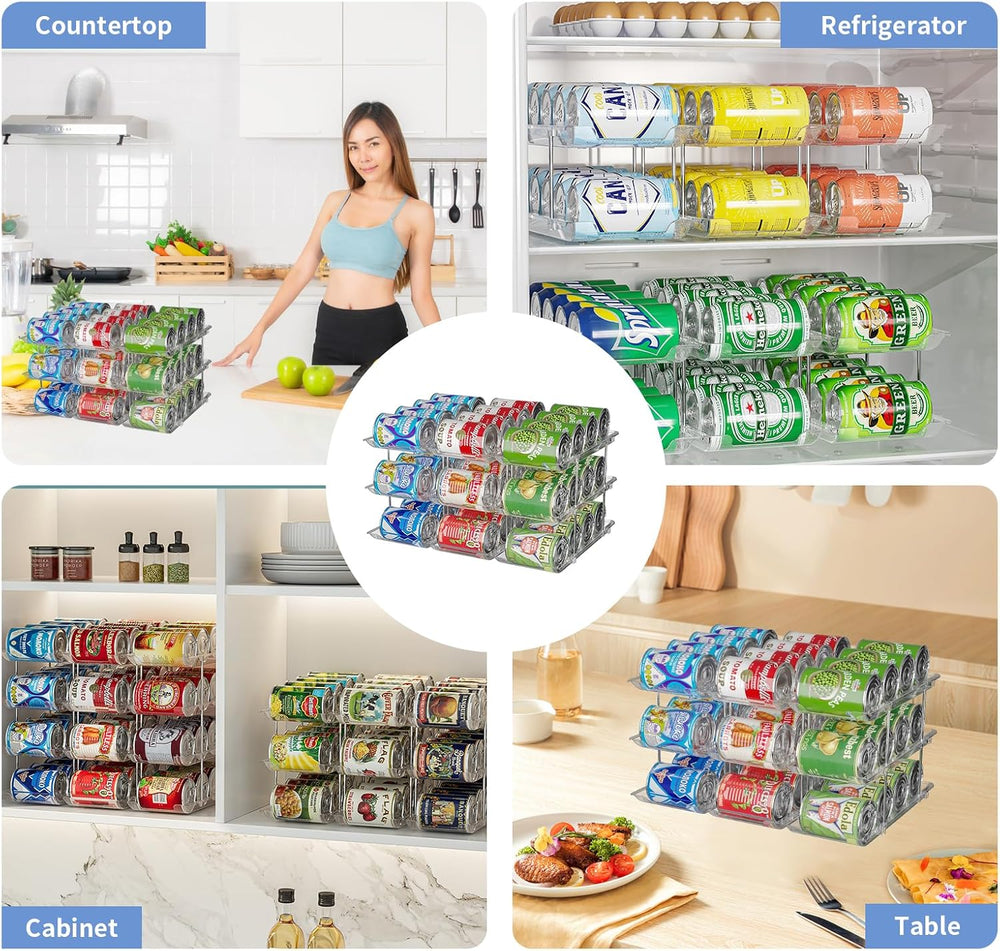2 Pack 3-Tier Can Organizer for Pantry, Stackable Can Storage Rack