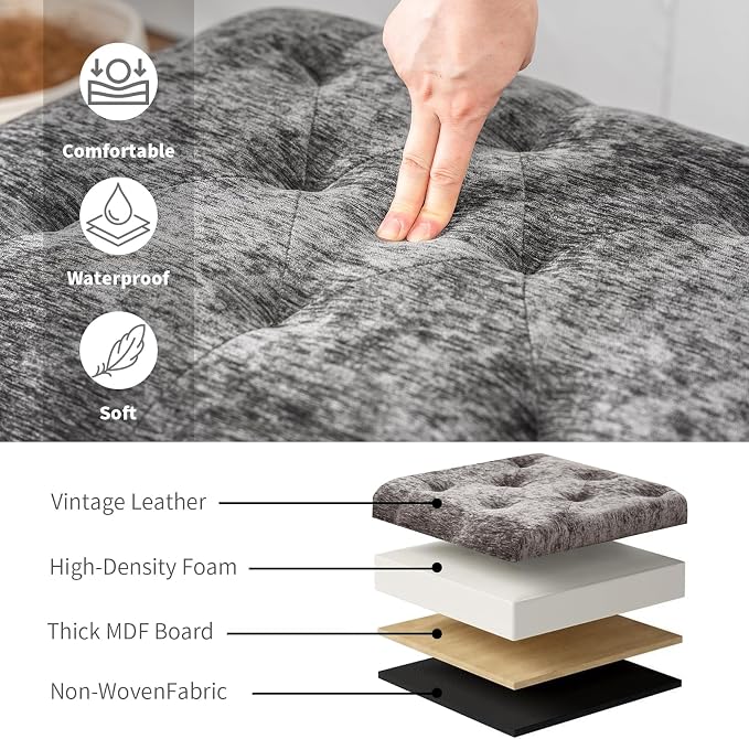 Joveco Storage Ottoman Bench, Rectangle 24" Velvet Foot Rest Stool Square
