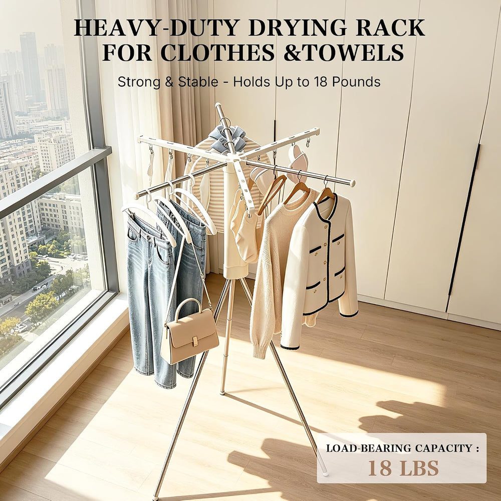 Foldable Clothes Drying Rack, Adjustable Windproof Laundry Drying Rack with G...