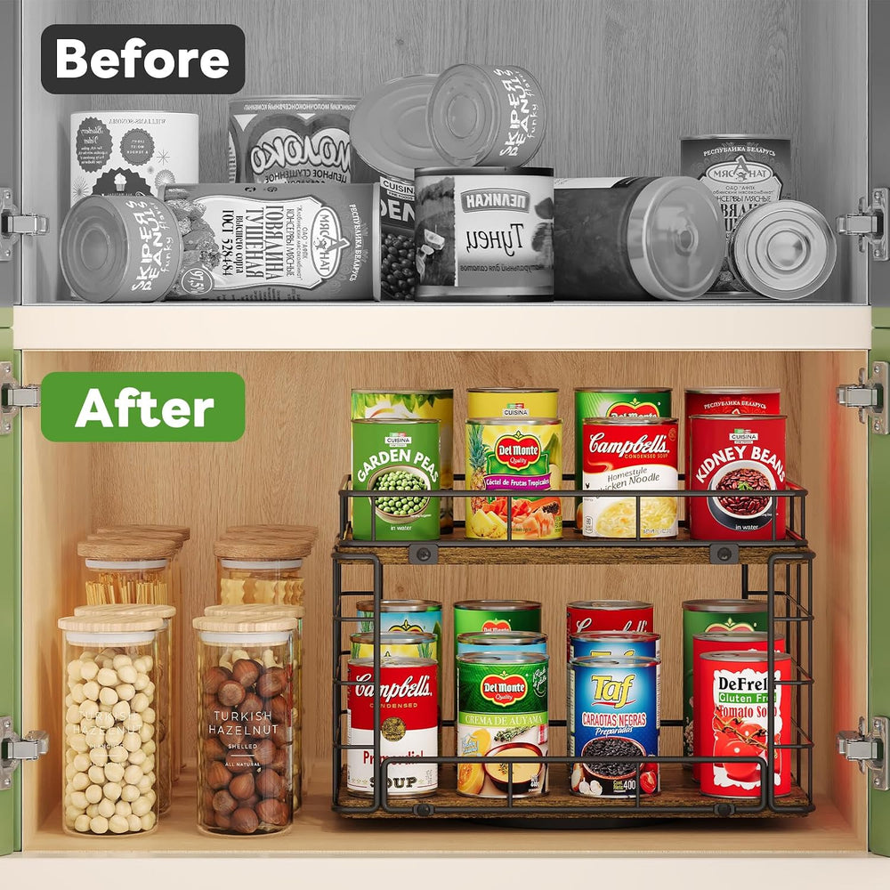 360° Rotating Lazy Susan Can Organizer for Pantry, Holds 26 Cans, Black