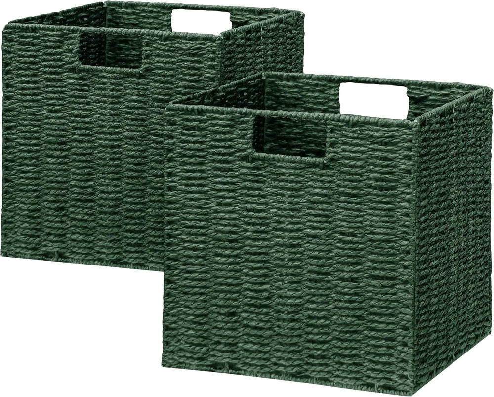 Vagusicc Wicker Storage Basket, Set of 2 Hand-Woven Paper Rope Wicker Baskets...