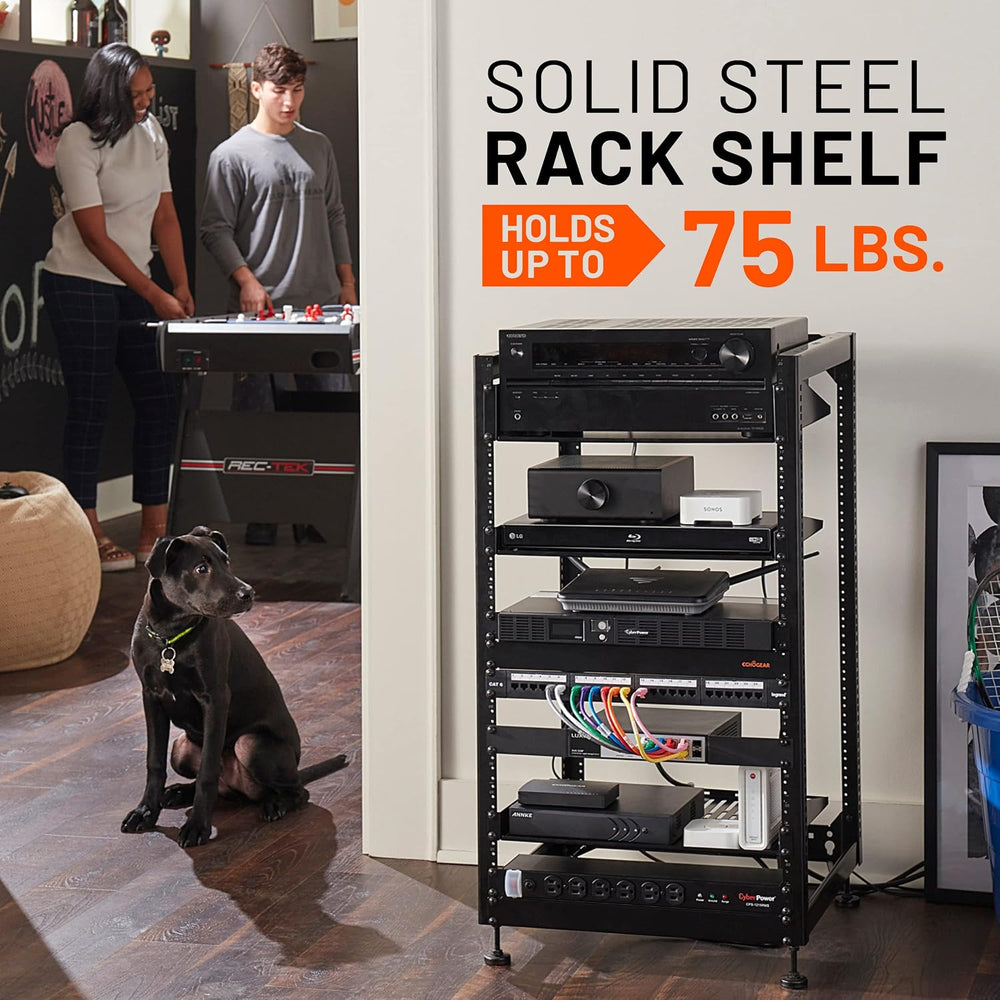 ECHOGEAR 3U Rack Shelf - Universal Design Works with Any Rack - Holds 75bs of...