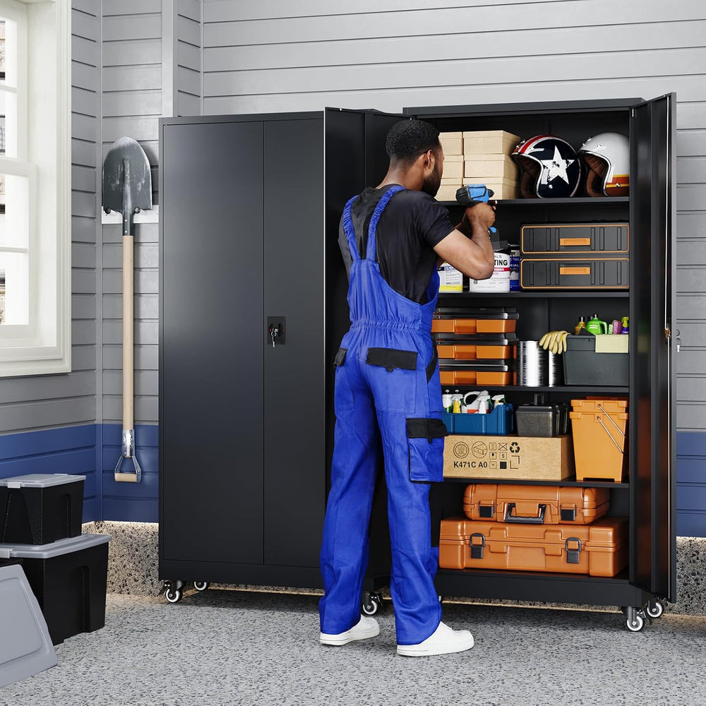 Metal Garage Storage Cabinet Wheels,75"Metal Rolling Storage Cabinet