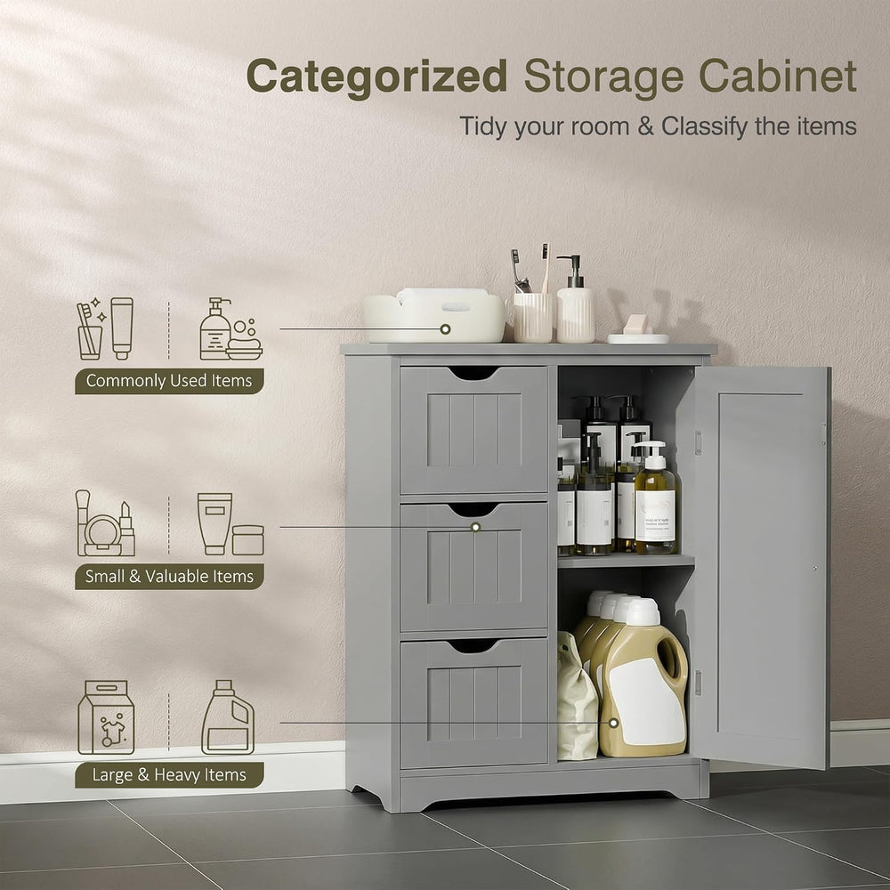 SUPER DEAL Bathroom Storage Cabinet with 3 Drawers and 1 Door, Entryway Home ...