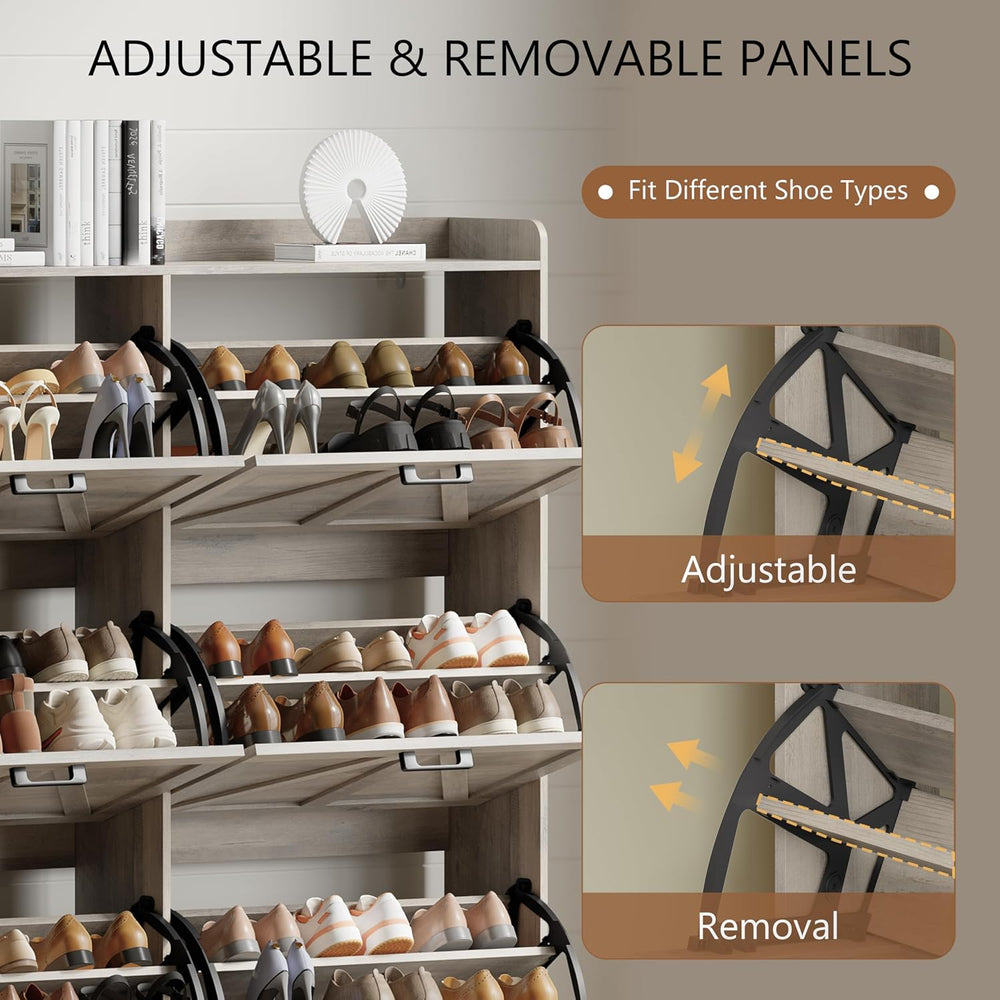 Xixini Shoe Storage Cabinet with 6 Flip Drawers, Entryway Shoe Rack, Grey