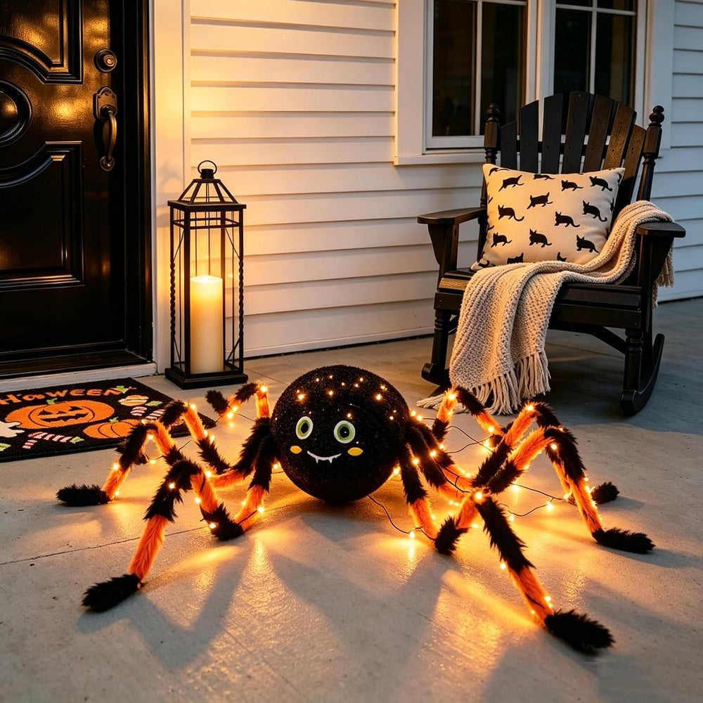 LITBLOOM Halloween Spider with Lights 54IN for Porch Yard Decoration