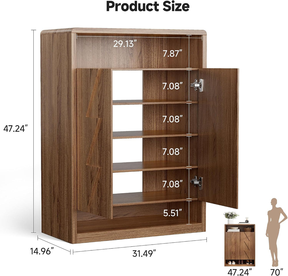 Loomie Extra 47'' Tall Walnut 6-Tier Shoe Cabinet for Entryway (30 Pa...