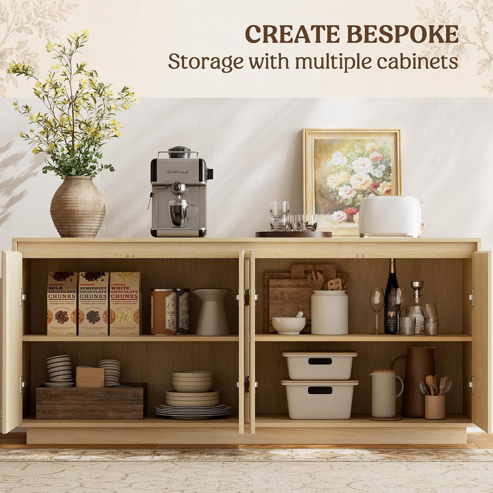 Lulive 63" Fluted Buffet Cabinet with Storage Sideboard Modern Credenza