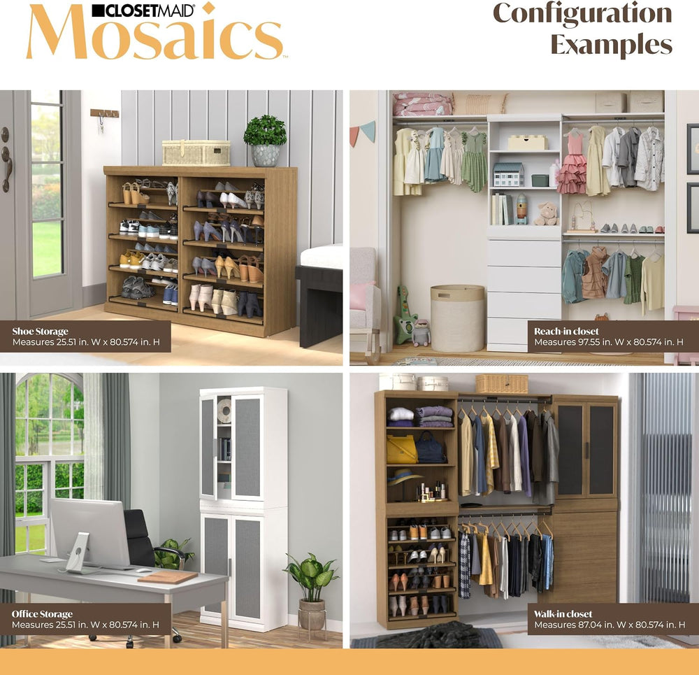 ClosetMaid Mosaics 3 Shelf & Door Storage Cabinet, Stackable, Customizabl...