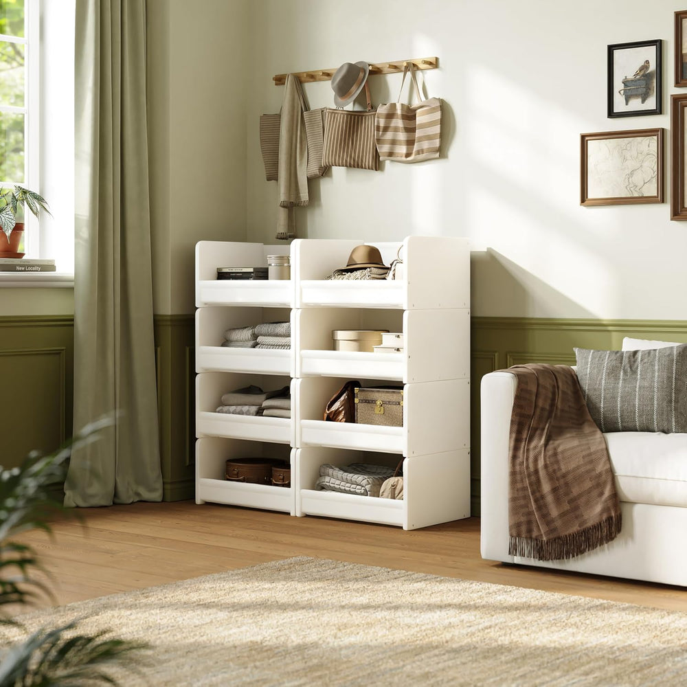 FOUCSSOMEI Closet Storage Organizer with Wood Frame & Fabric Shelves