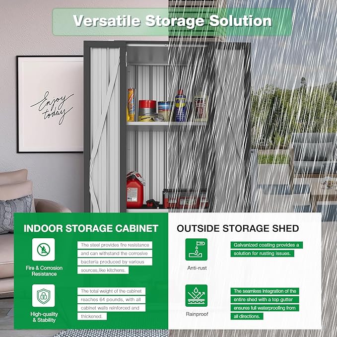 AECOJOY Outdoor Storage Cabinet, Outdoor Cabinets Waterproof
