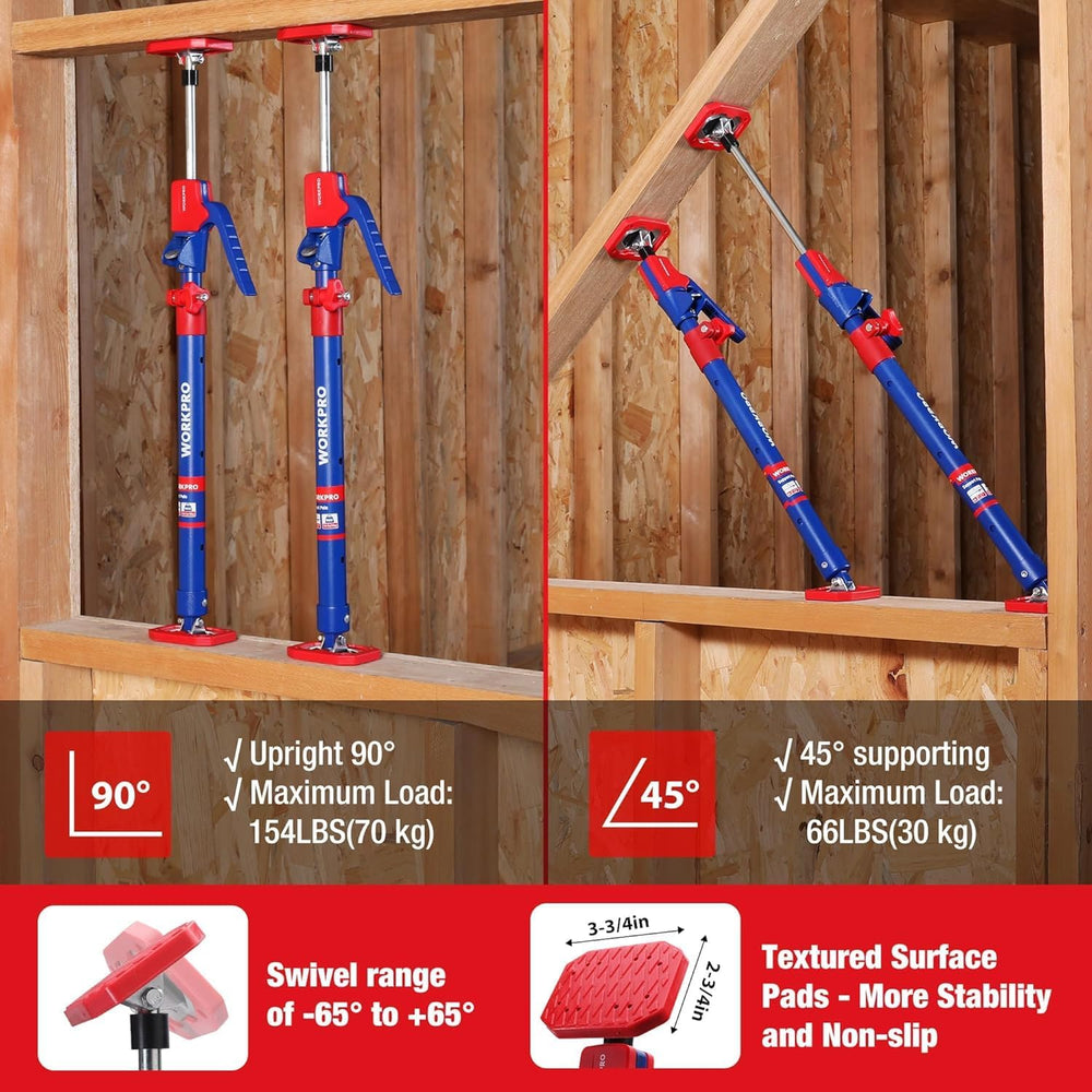 WORKPRO Cabinet Jacks, 23-5/8" to 45-1/4" Adjustable Support Pole, ...