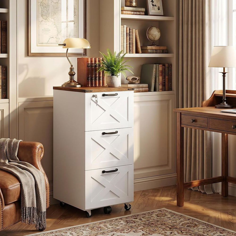 HOOBRO 3 Drawer File Cabinet with Lock, Mobile Filing Cabinet for Home Office...