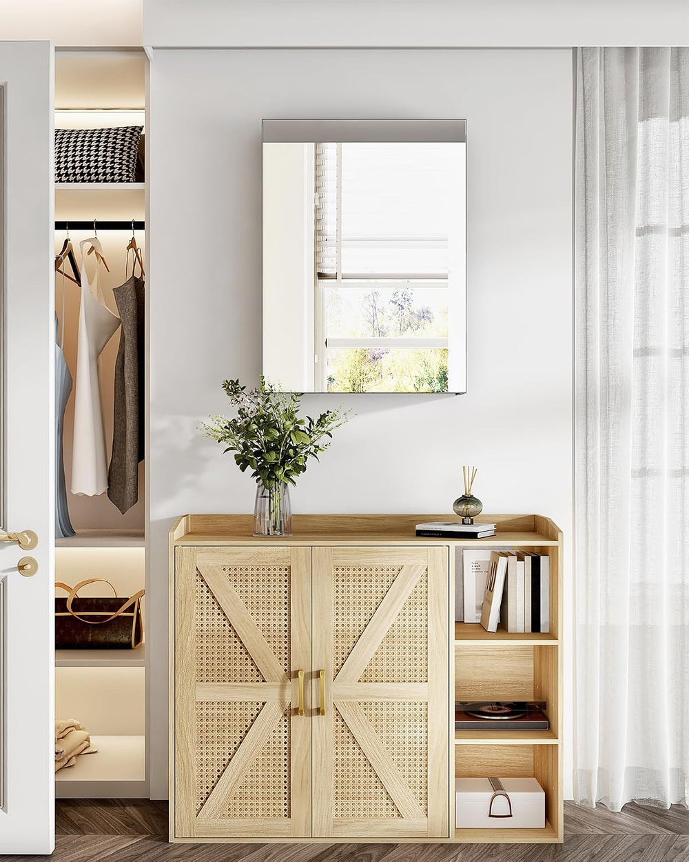 Bathroom Medicine Mirror Cabinet, 17.7'' x 23.6'', Wall-Mount...