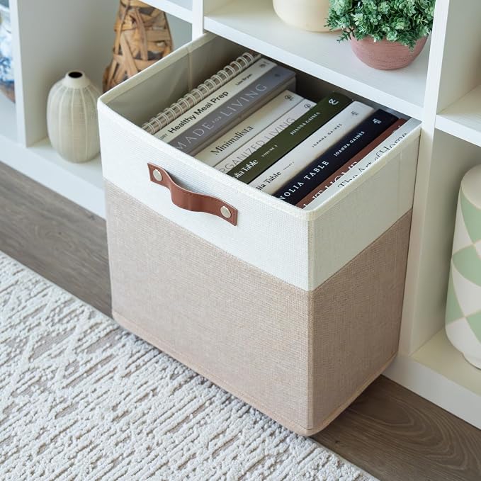 OrganiHaus 13x13 Cube Fabric Storage Bins Set of 4, Fabric Storage Cubes w/
