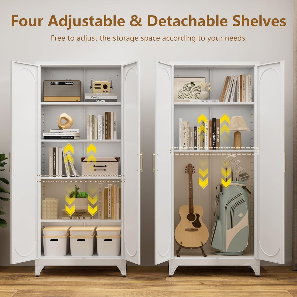 75" Tall Metal Kitchen Pantry Storage Cabinet with Doors and Shelves