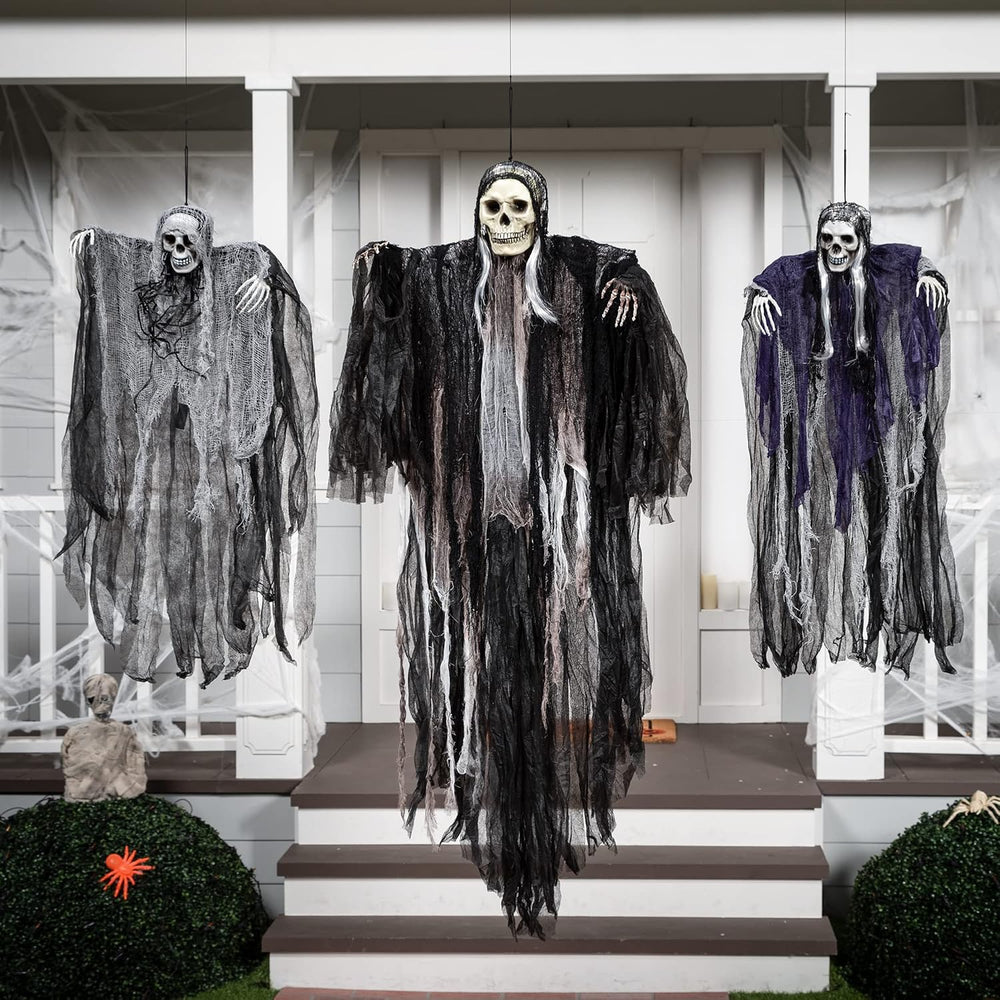 JOYIN 3 Pack Hanging Halloween Skeleton Ghosts Decorations, Grim Reapers for ...