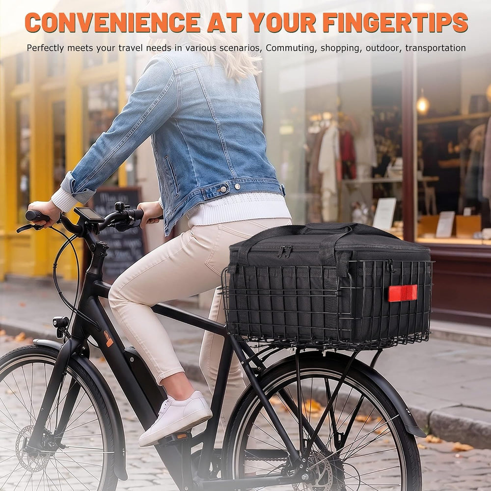 CDYWD Bike Basket Rear, Bicycle Basket with Liner Bag & Waterproof Cover