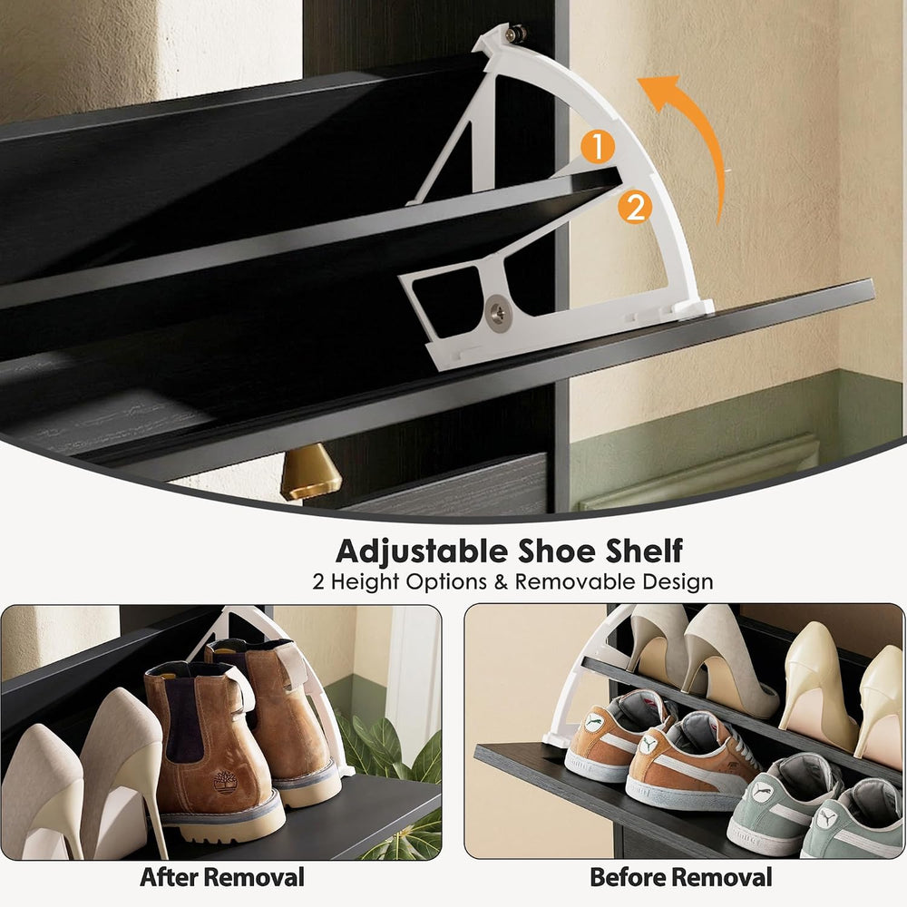 Nicetree Shoe Cabinet with 3 Flip Drawers, Entryway Shoes Organizer, Black