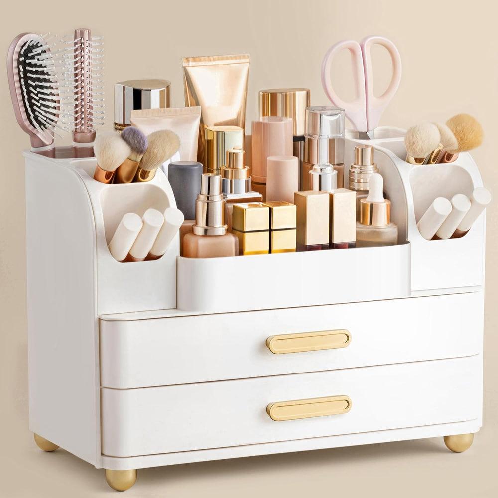 HBlife Makeup Organizer for Vanity with Brush Holder, Large Bathroom Countert...