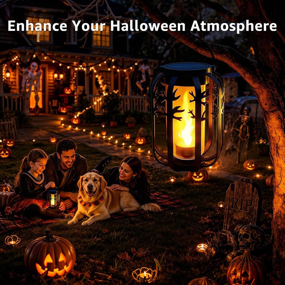 Halloween Solar Lanterns Outdoor 4Packs 4 Lighting Modes USB-C Rechargeable