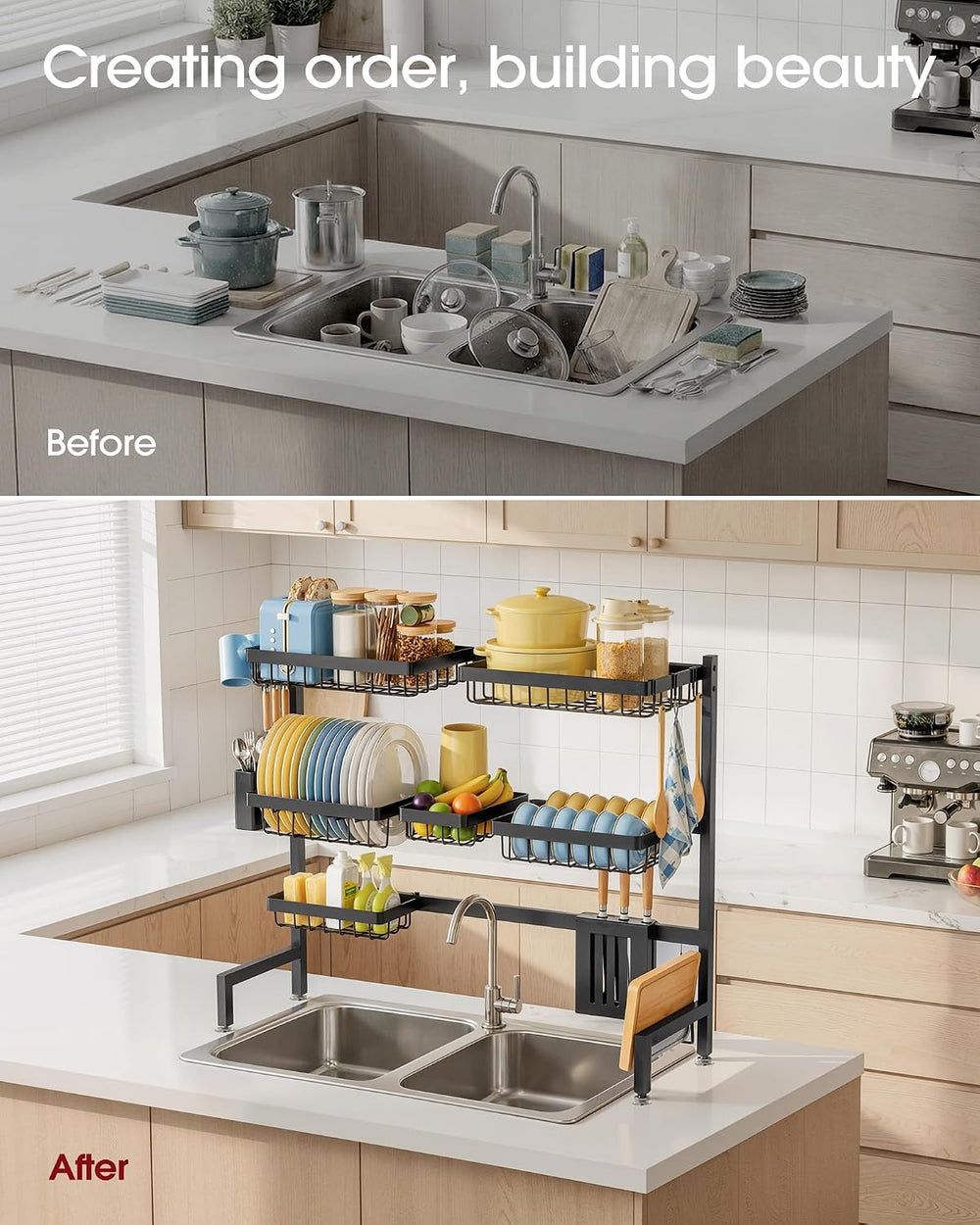 Sakugi Dish Drying Rack Over The Sink, Dish Drainer for Kitchen Counter