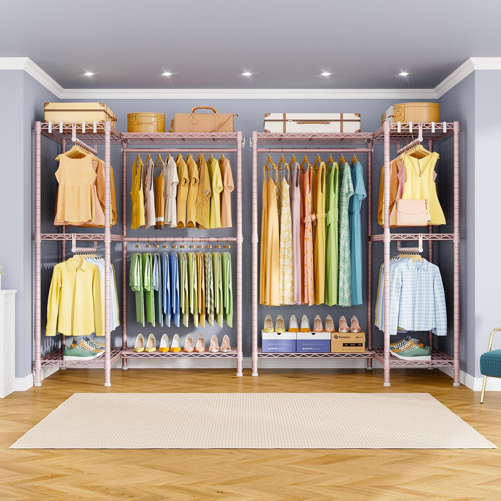 ULIFHOME E15 Garment Rack L Shaped Clothes Rack for Corner，Freestanding Cloth...