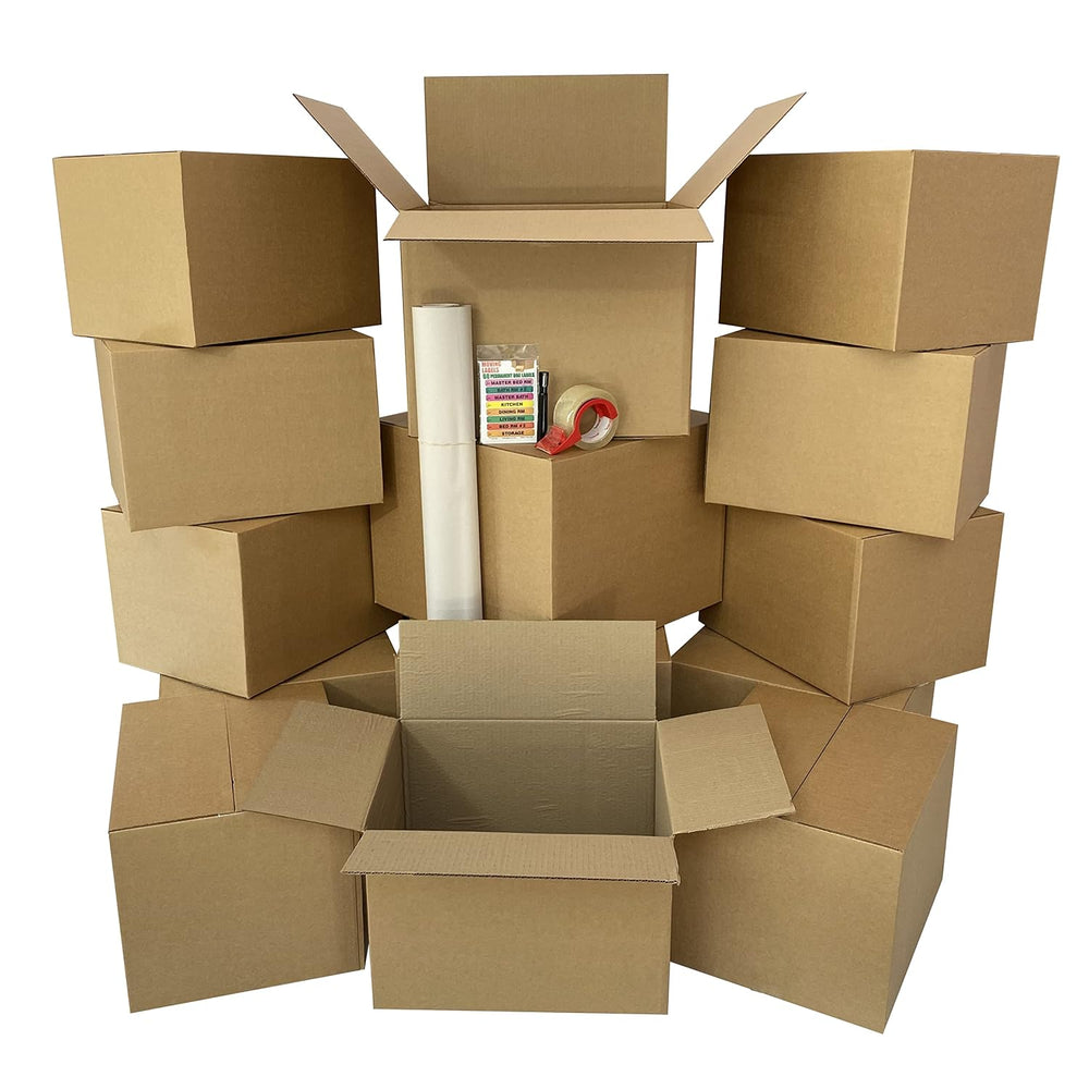Uboxes Moving Boxes 1 Room Bigger Moving Kit - 14 Boxes Plus Supplies & T...
