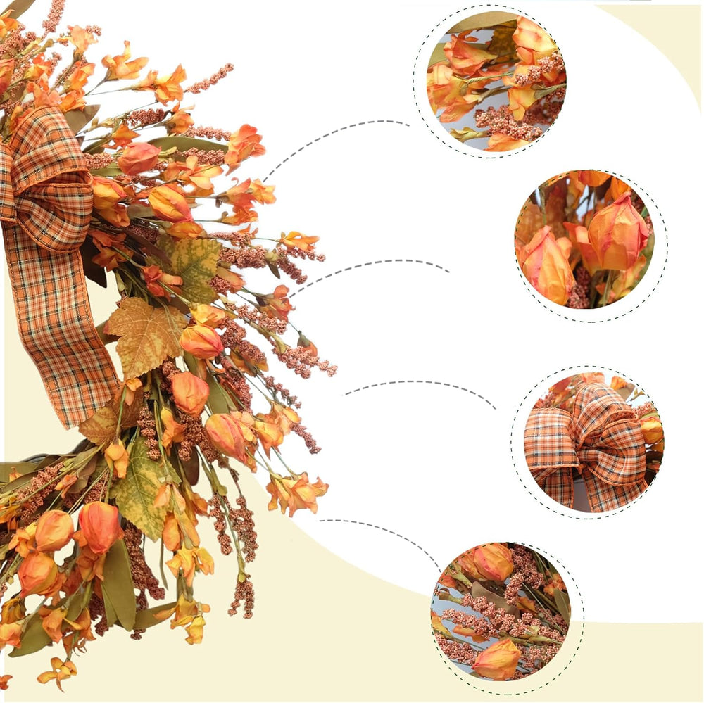 Idyllic 18 Inches Artificial Fall Wreath, Autumn Decoration with Berries &amp...