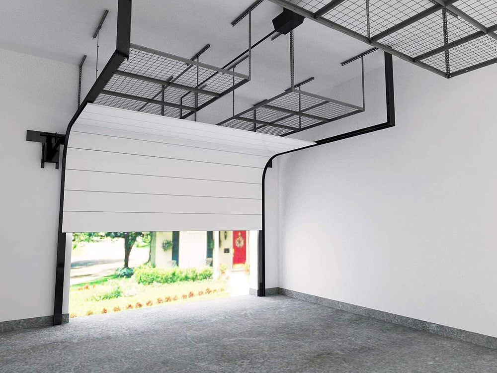 FLEXIMOUNTS 4x8 Overhead Garage Ceiling Storage Rack, 2 Pack, Black