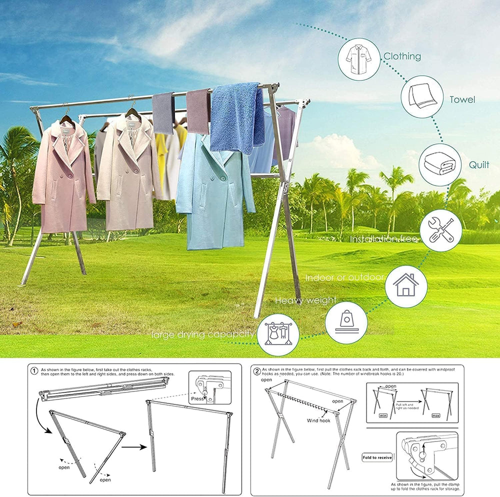 AUGMIRR Clothes Drying Racks Outdoor, 82 Inches Updated Version,Stainless Ste...