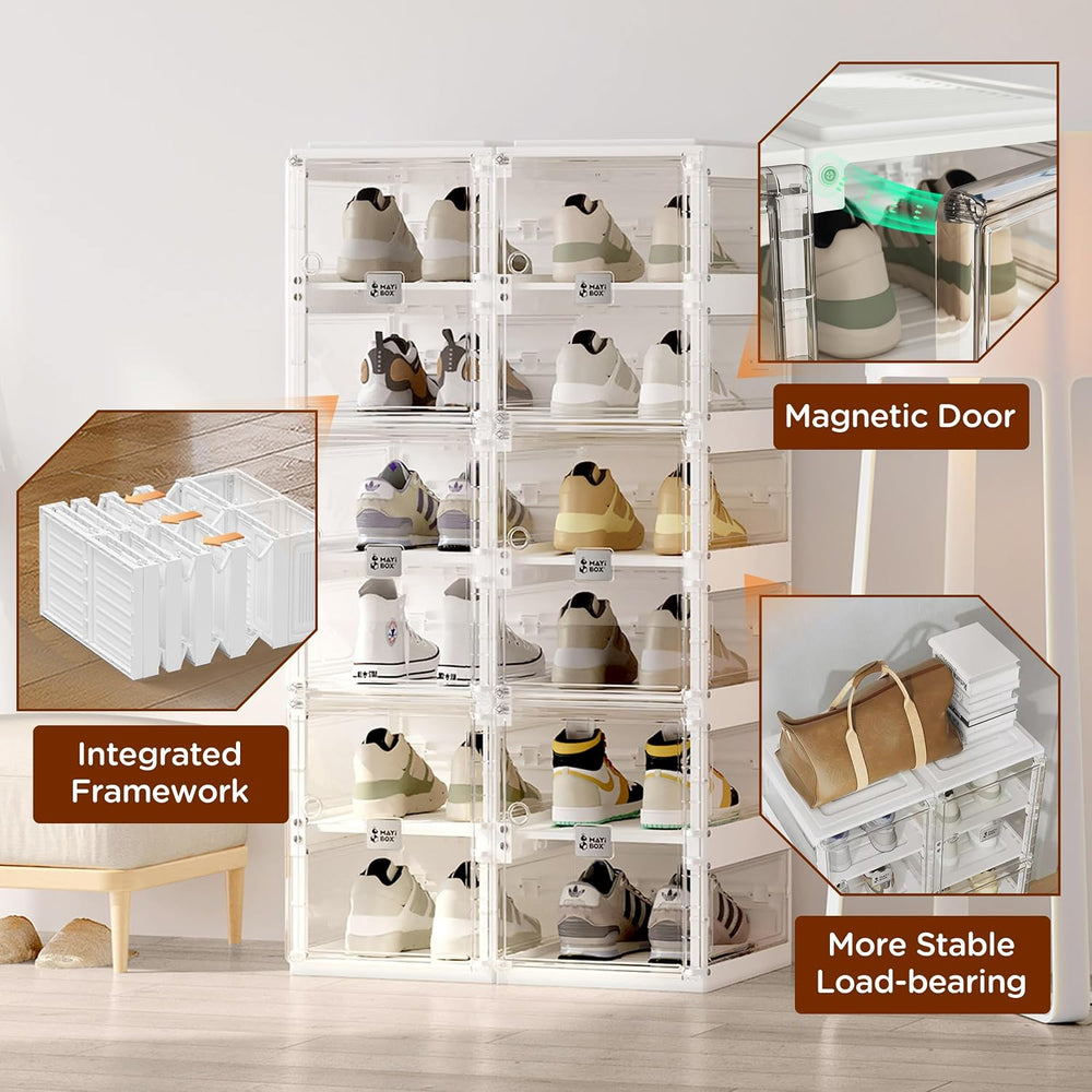 ANTBOX Foldable Shoe Rack,Shoe Organizers for Closet Plastic Shoe Storage Box...