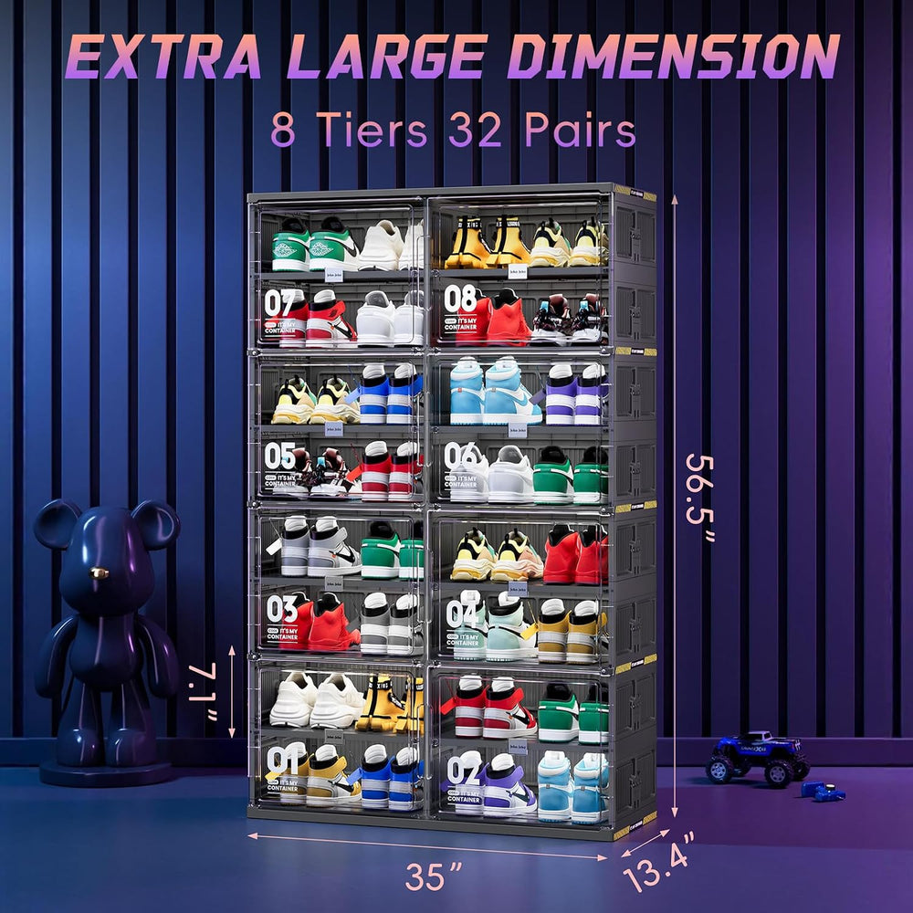JEKO&JEKO 8-Tier Foldable Shoe Storage Cabinet, Double-Column Large Shoe ...