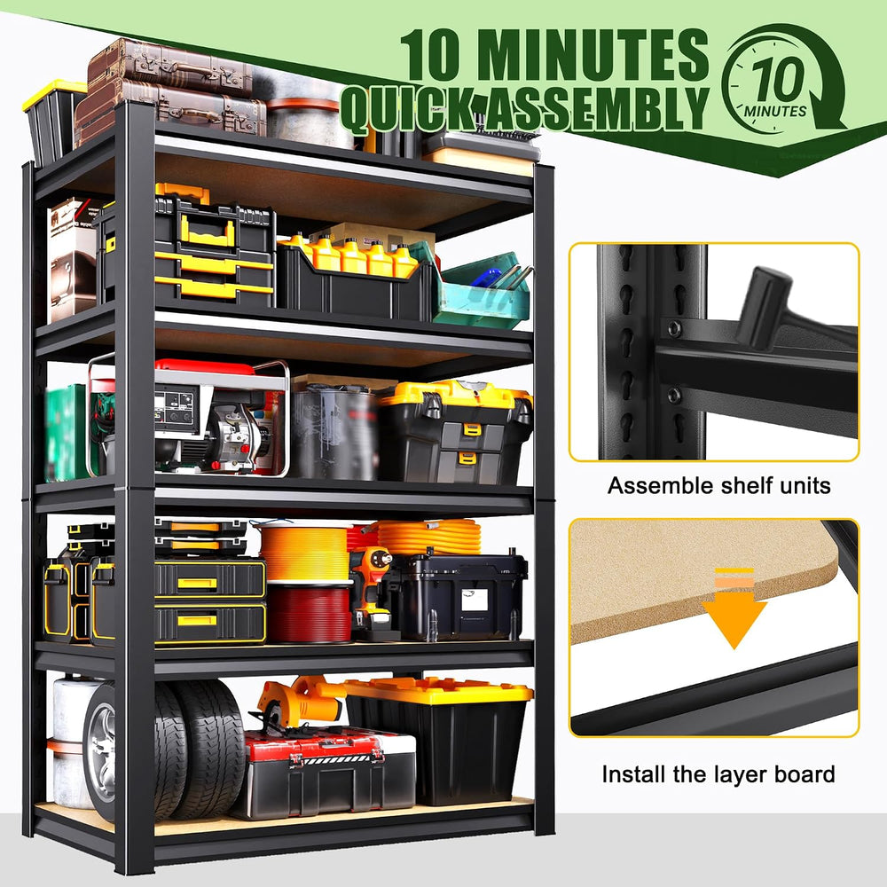 71.2" H Garage Shelving 5T Storage Shelves, Metal Adjustable Shelving Un...