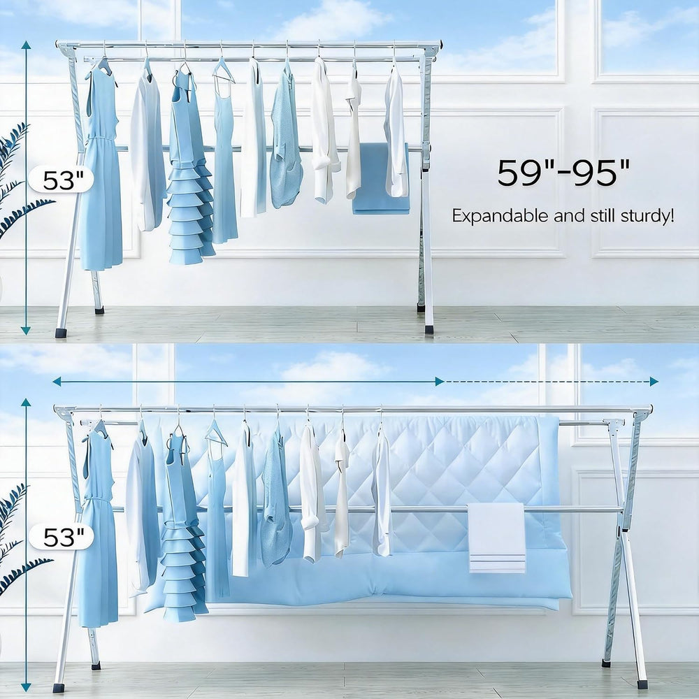 95" Clothes Drying Rack Folding Indoor Outdoor Drying Rack Clothing