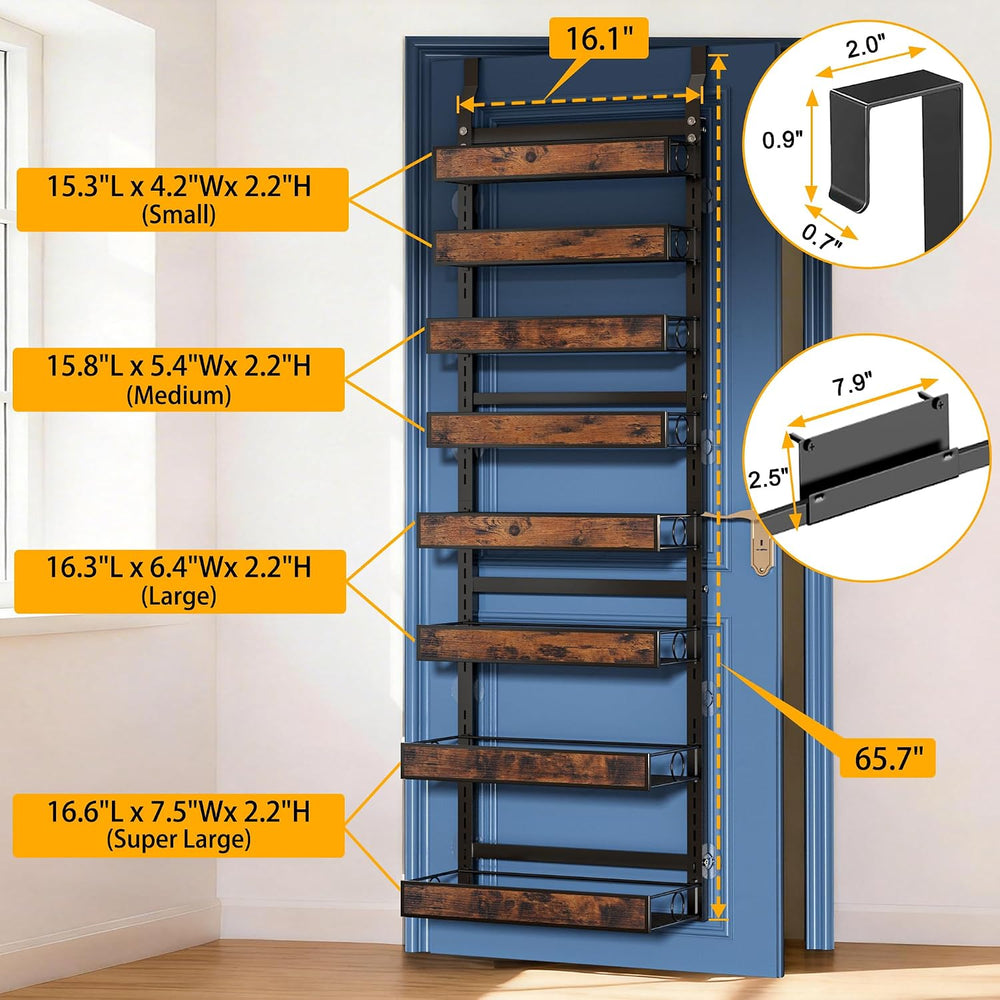 8 Tier Over The Door Pantry Orangizer 2 IN 1 Wall Mounted or Hanging Spice Ra...